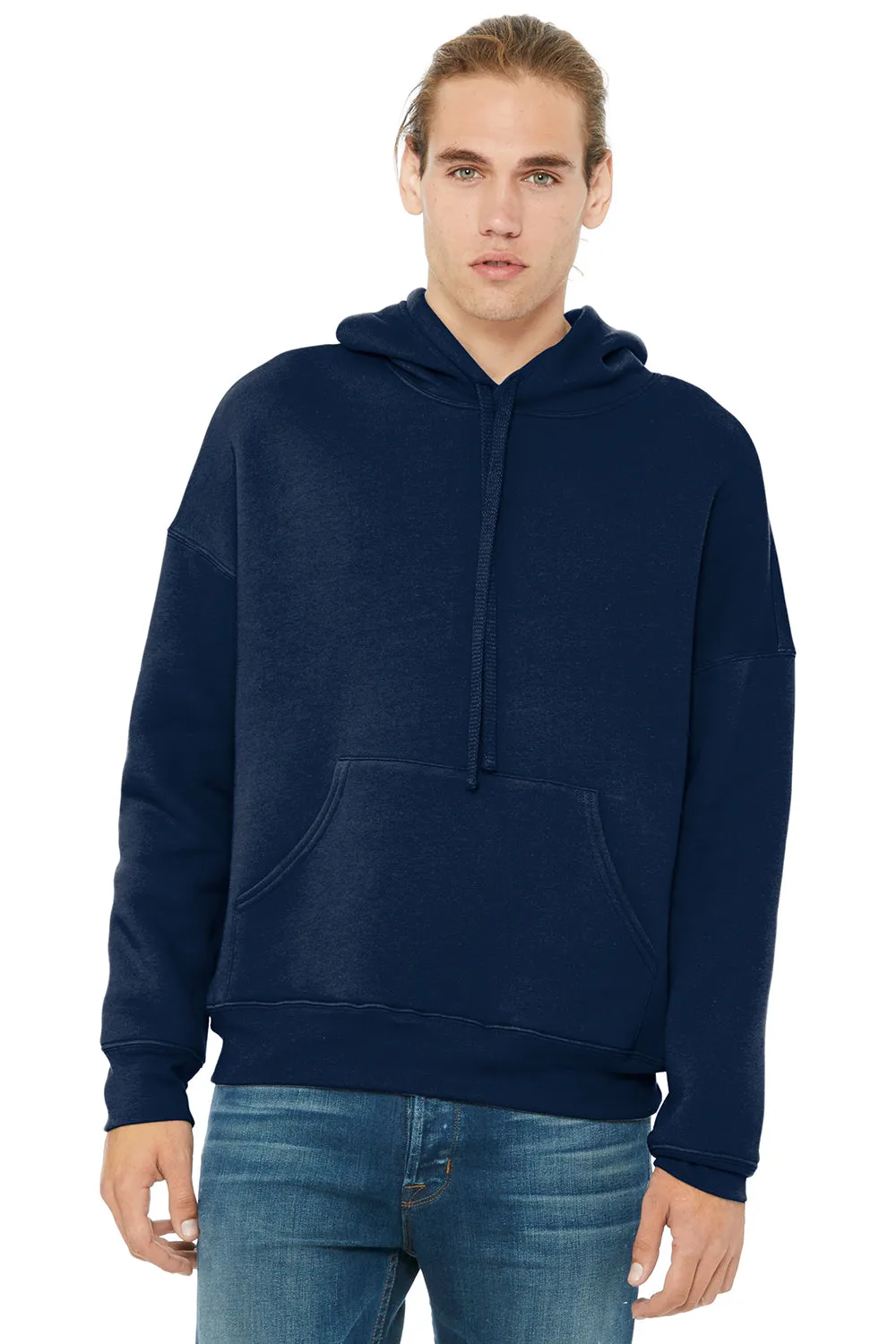 Bella   Canvas Mens Sponge Fleece Hooded Sweatshirt Hoodie w/ Pouch Pocket - Navy Blue