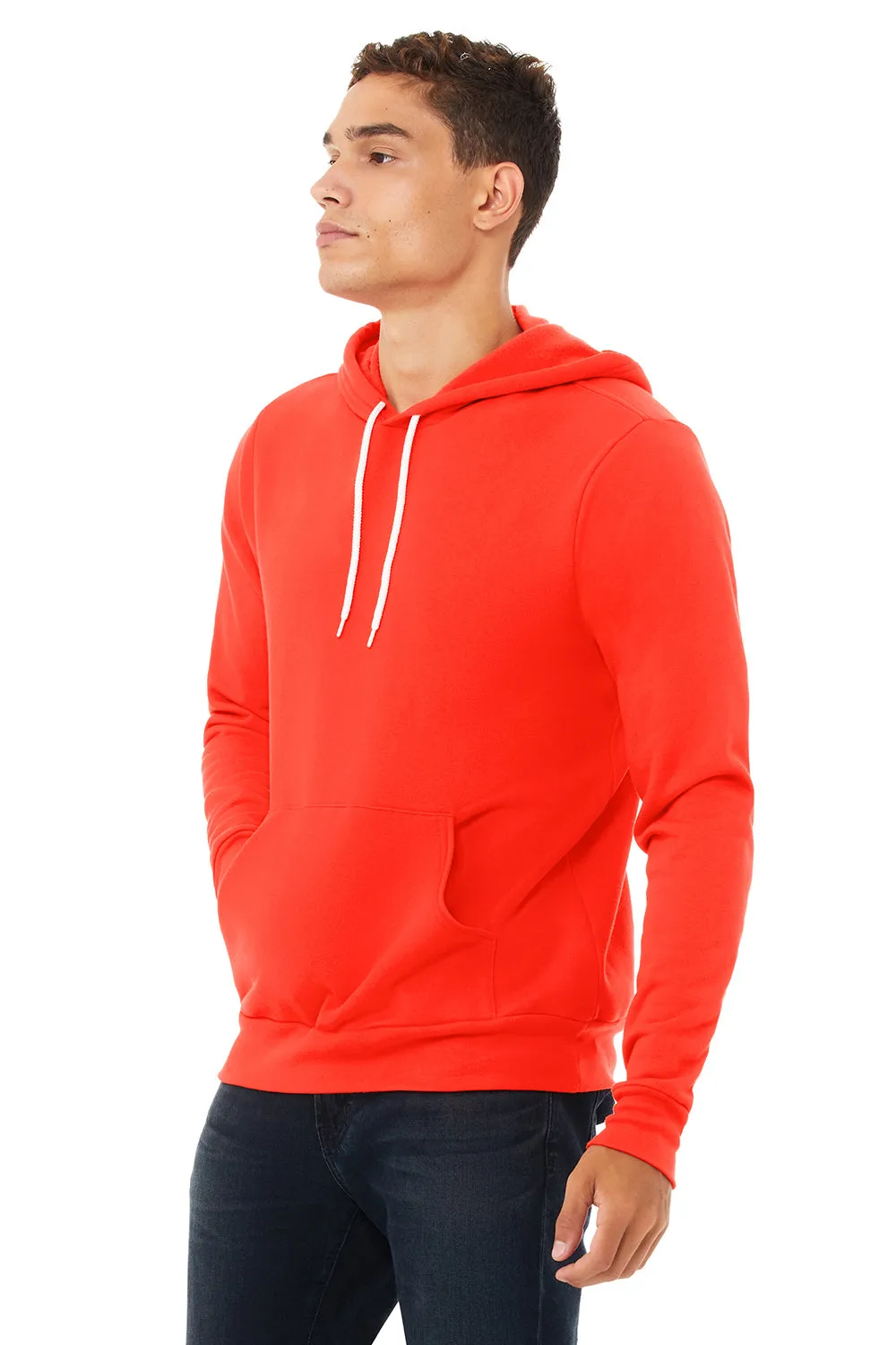 Bella   Canvas Mens Sponge Fleece Hooded Sweatshirt Hoodie w/ Pouch Pocket - Poppy Red