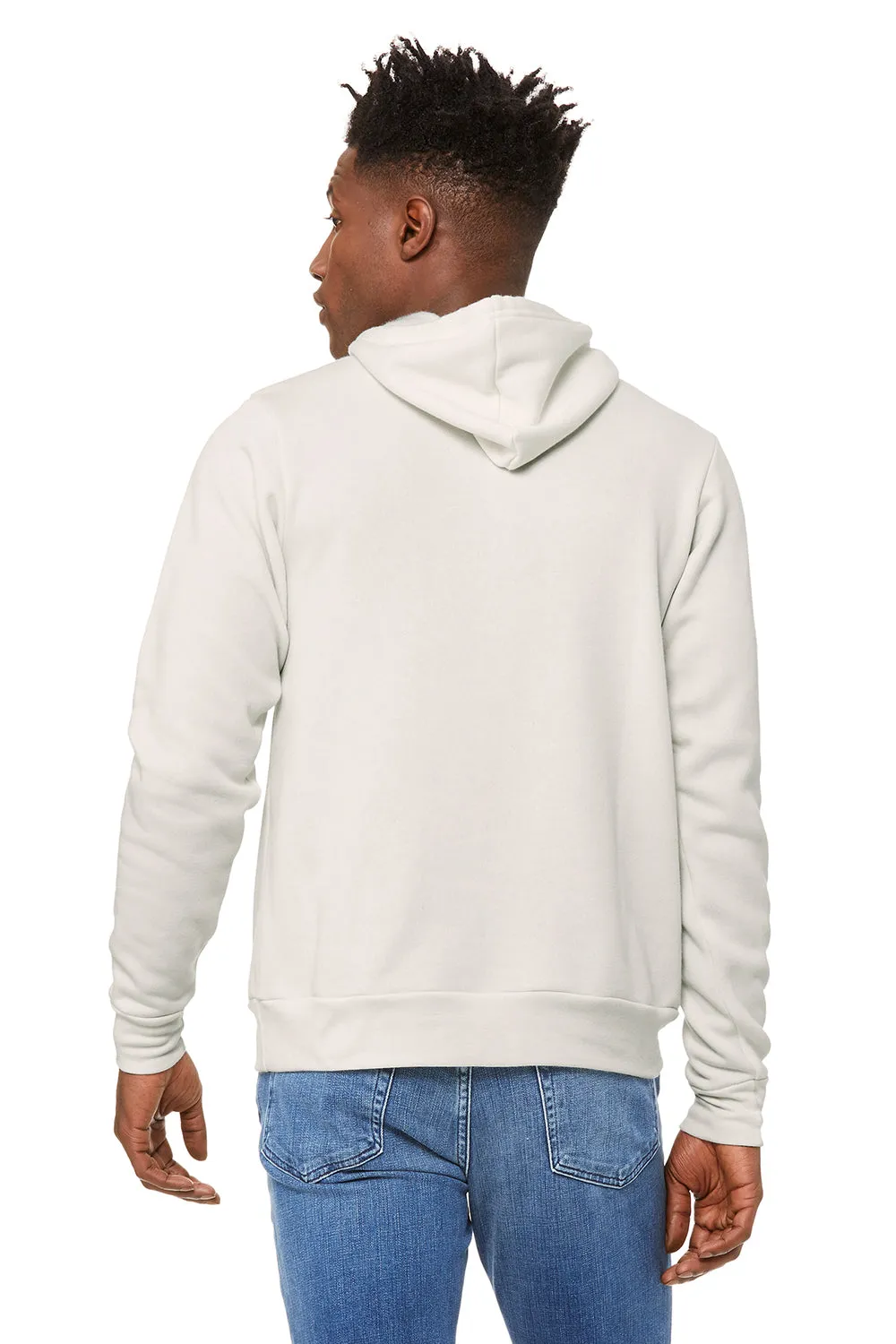 Bella   Canvas Mens Sponge Fleece Hooded Sweatshirt Hoodie w/ Pouch Pocket - Vintage White