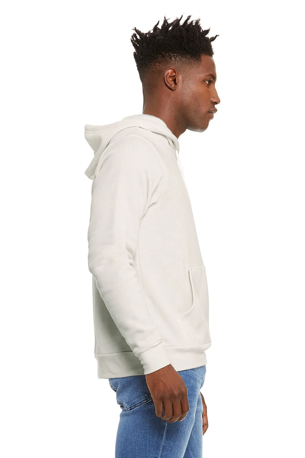 Bella   Canvas Mens Sponge Fleece Hooded Sweatshirt Hoodie w/ Pouch Pocket - Vintage White