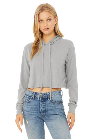 Bella   Canvas Womens Crop Long Sleeve Hooded Sweatshirt Hoodie - Athletic Grey