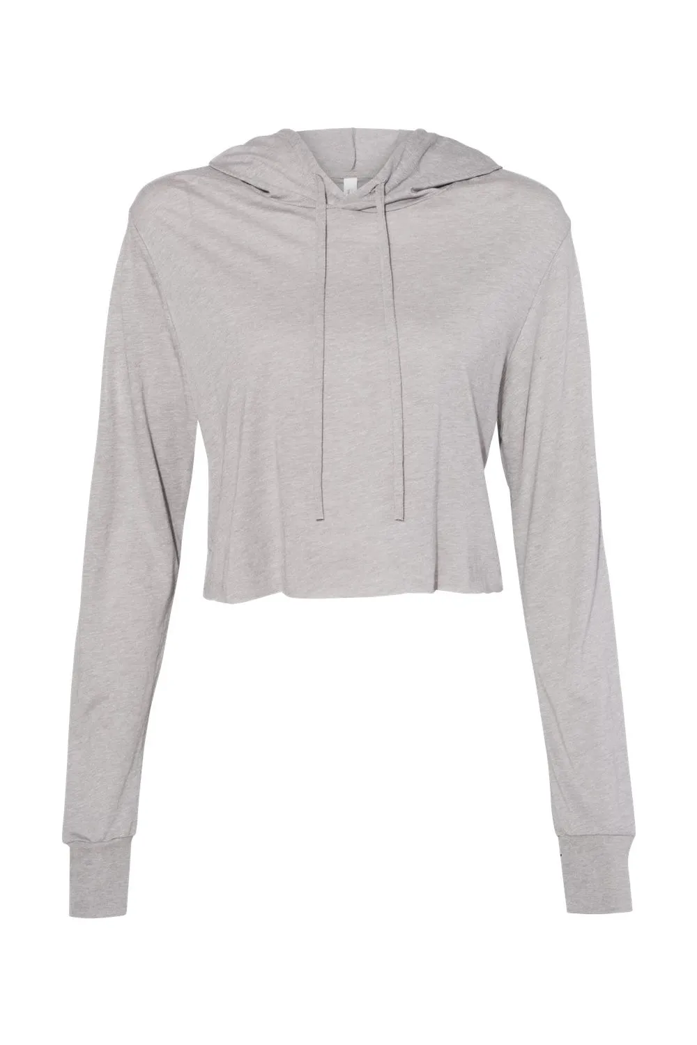 Bella   Canvas Womens Crop Long Sleeve Hooded Sweatshirt Hoodie - Athletic Grey