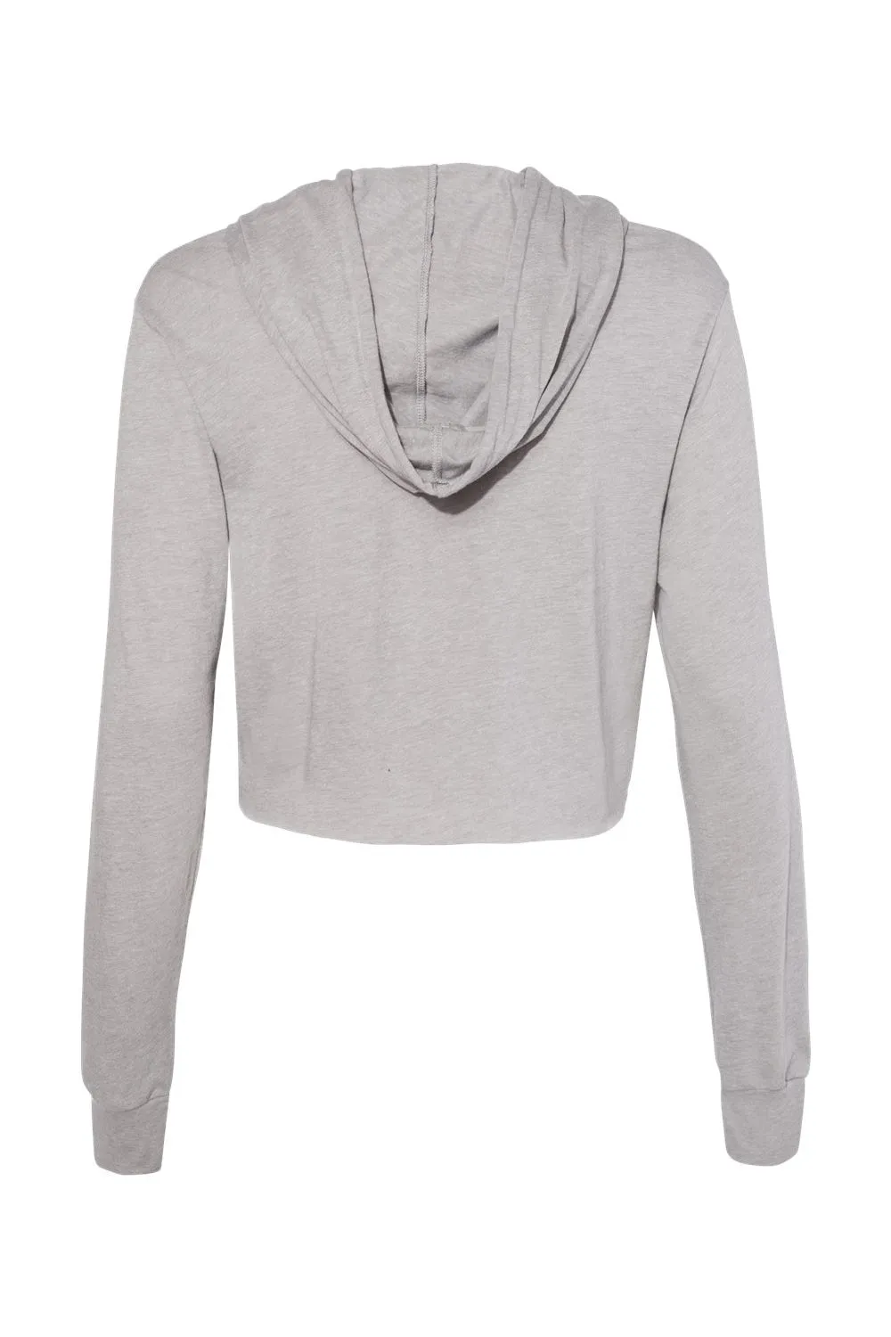 Bella   Canvas Womens Crop Long Sleeve Hooded Sweatshirt Hoodie - Athletic Grey