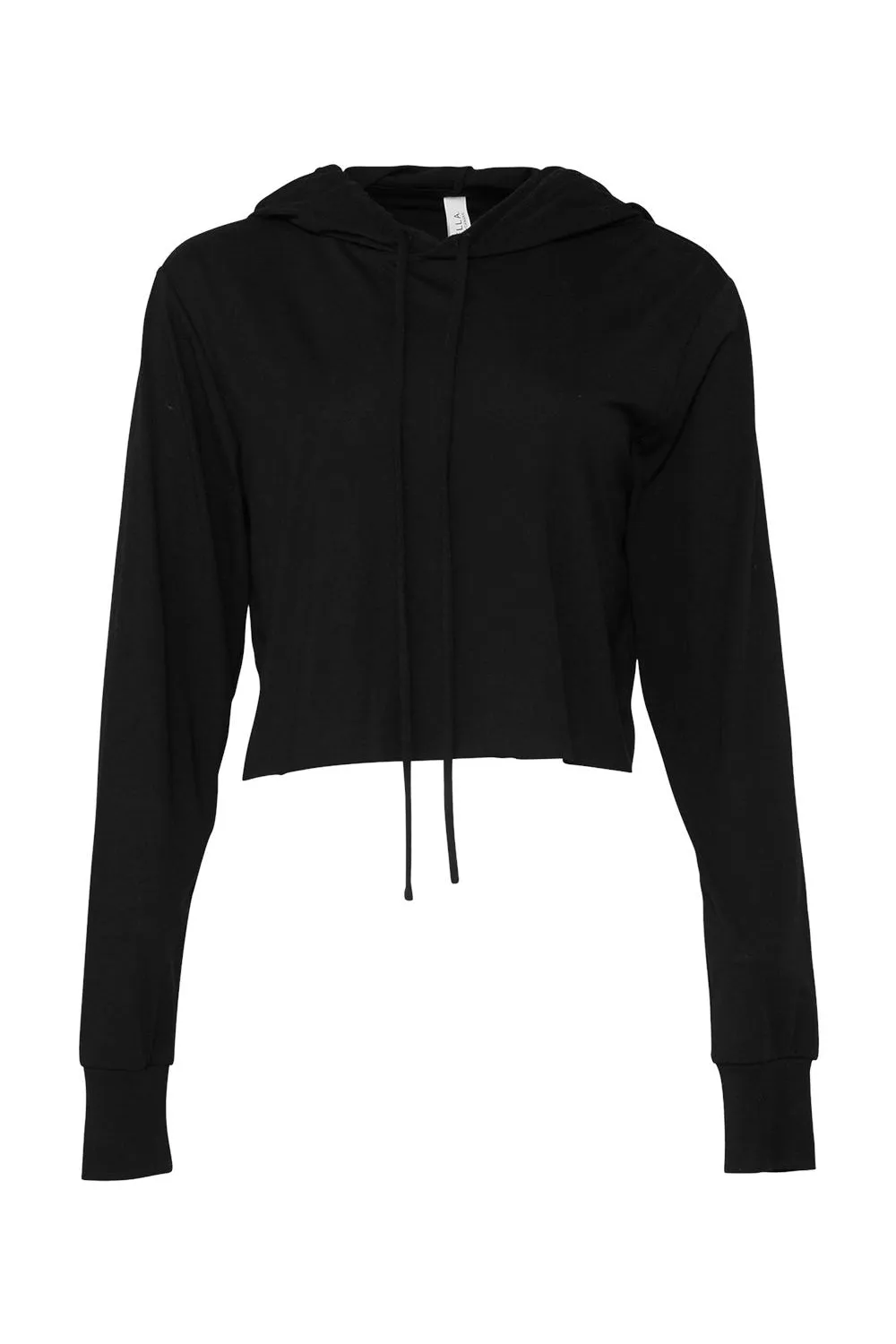 Bella   Canvas Womens Crop Long Sleeve Hooded Sweatshirt Hoodie - Solid Black