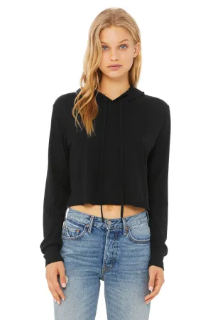 Bella   Canvas Womens Crop Long Sleeve Hooded Sweatshirt Hoodie - Solid Black