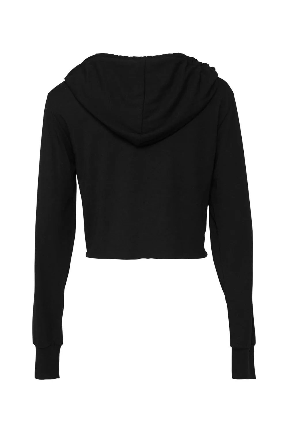Bella   Canvas Womens Crop Long Sleeve Hooded Sweatshirt Hoodie - Solid Black