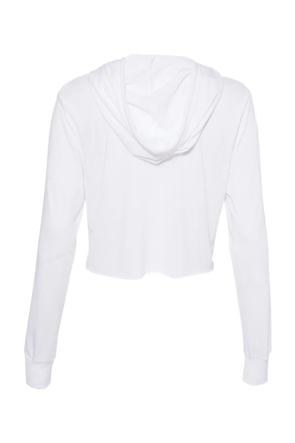 Bella   Canvas Womens Crop Long Sleeve Hooded Sweatshirt Hoodie - Solid White