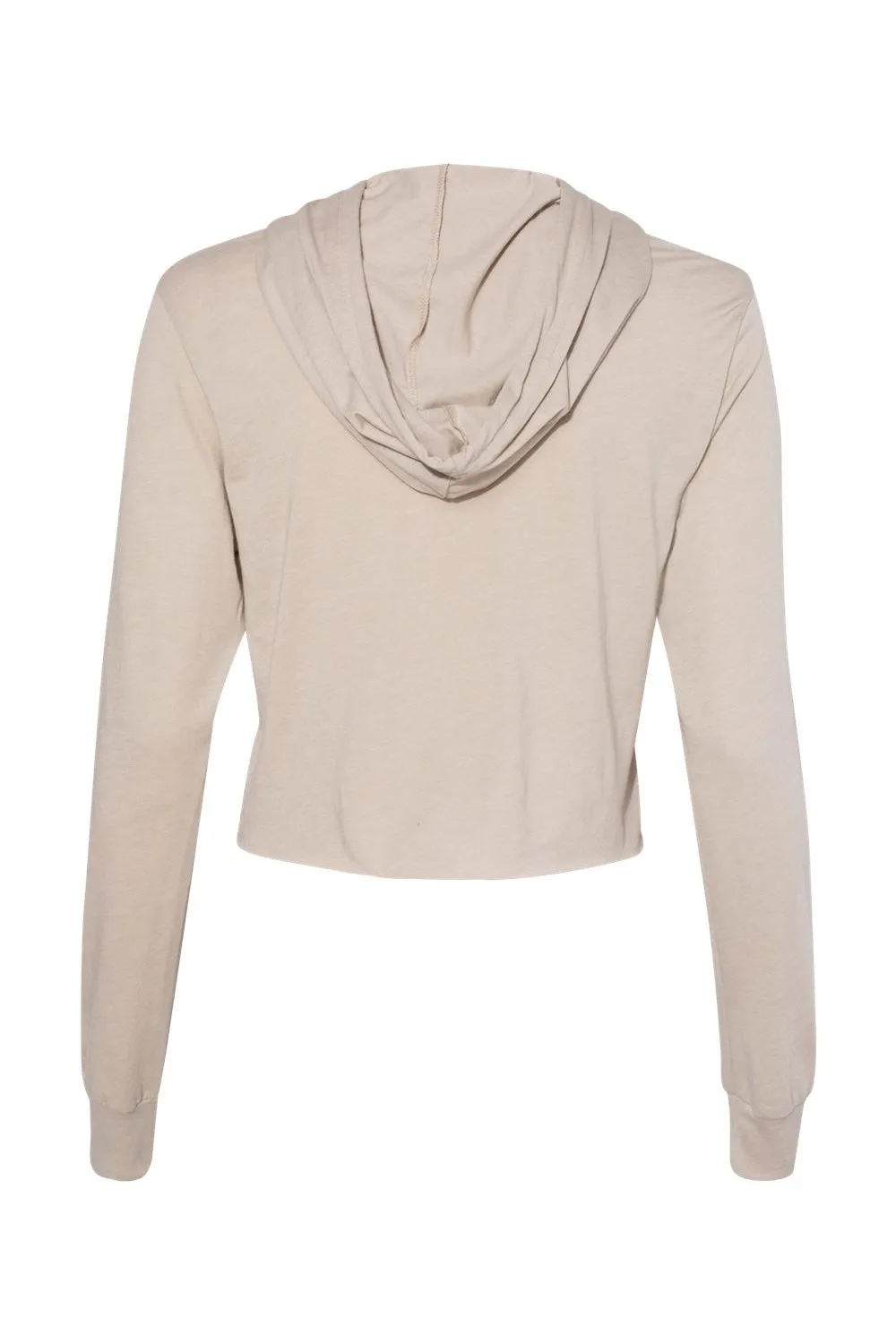 Bella   Canvas Womens Crop Long Sleeve Hooded Sweatshirt Hoodie - Tan