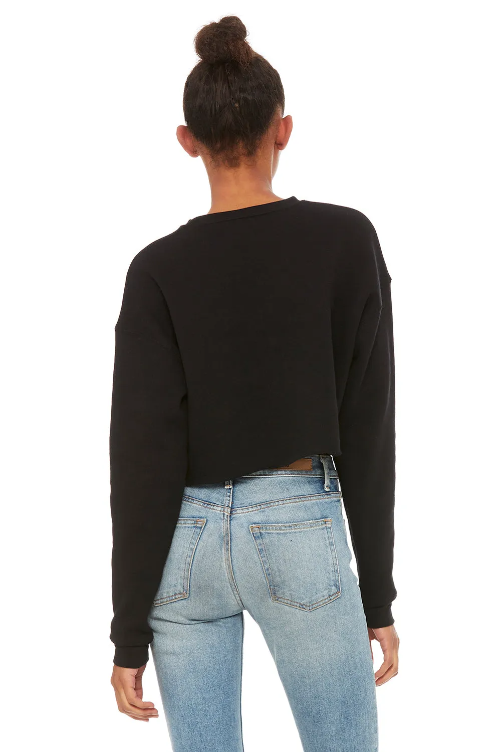 Bella   Canvas Womens Cropped Fleece Crewneck Sweatshirt - Black