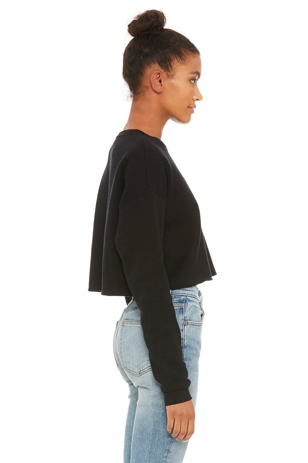Bella   Canvas Womens Cropped Fleece Crewneck Sweatshirt - Black