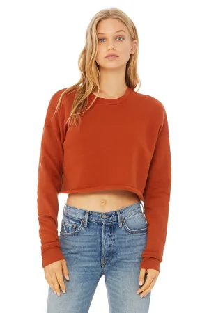 Bella   Canvas Womens Cropped Fleece Crewneck Sweatshirt - Brick Red