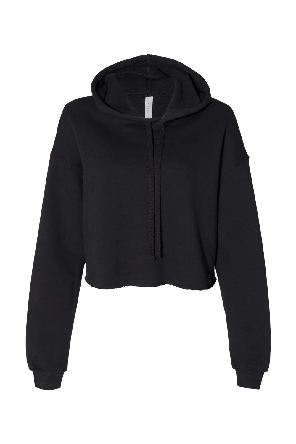 Bella   Canvas Womens Cropped Fleece Hooded Sweatshirt Hoodie - Black