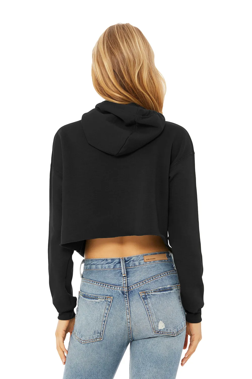 Bella   Canvas Womens Cropped Fleece Hooded Sweatshirt Hoodie - Black