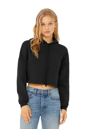 Bella   Canvas Womens Cropped Fleece Hooded Sweatshirt Hoodie - Black