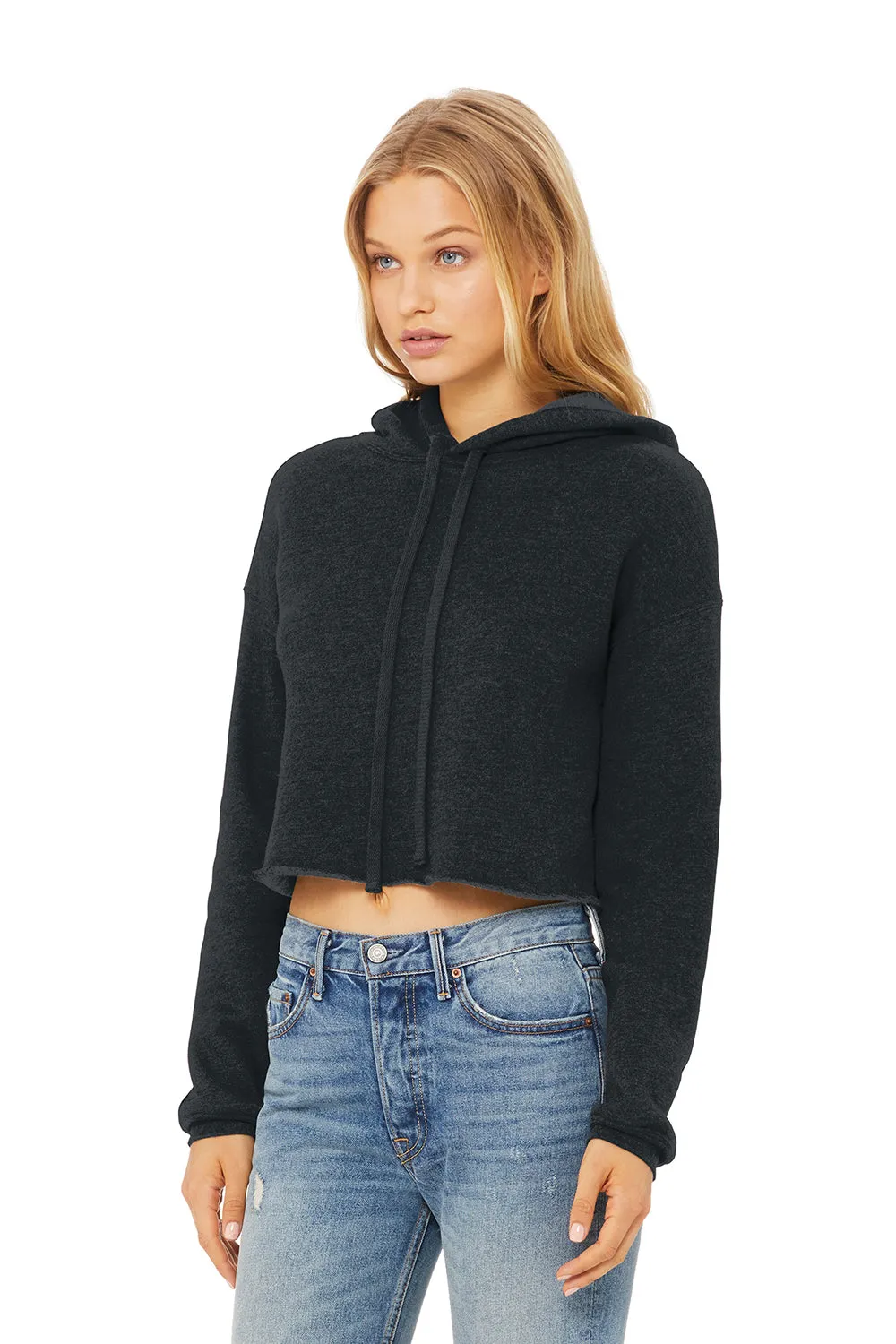Bella   Canvas Womens Cropped Fleece Hooded Sweatshirt Hoodie - Heather Dark Grey
