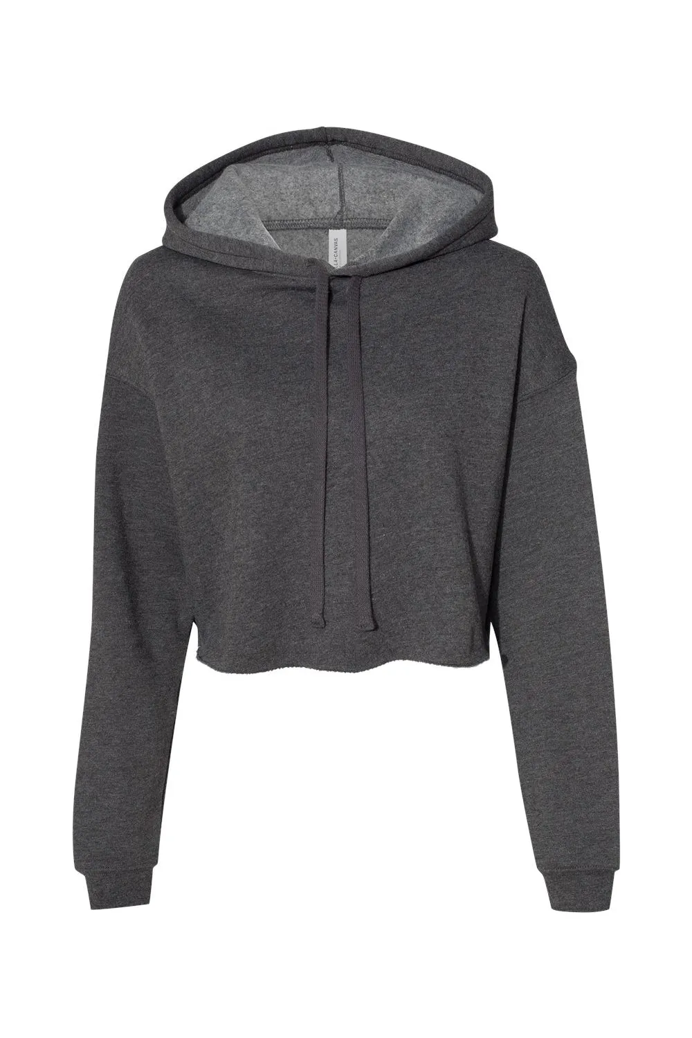 Bella   Canvas Womens Cropped Fleece Hooded Sweatshirt Hoodie - Heather Dark Grey