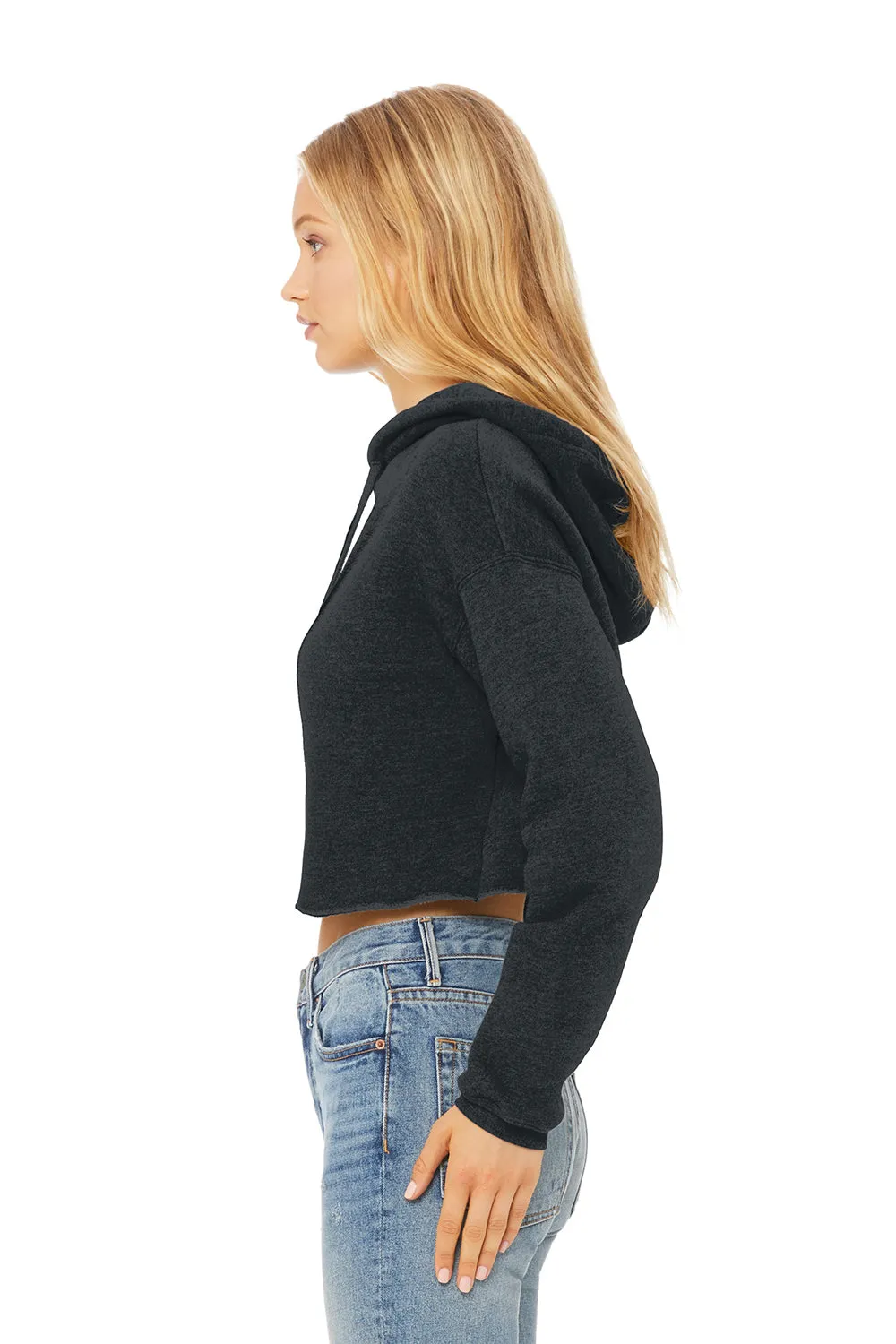 Bella   Canvas Womens Cropped Fleece Hooded Sweatshirt Hoodie - Heather Dark Grey