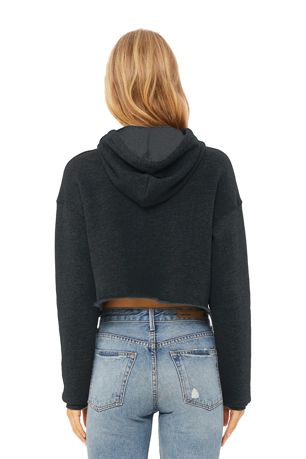 Bella   Canvas Womens Cropped Fleece Hooded Sweatshirt Hoodie - Heather Dark Grey