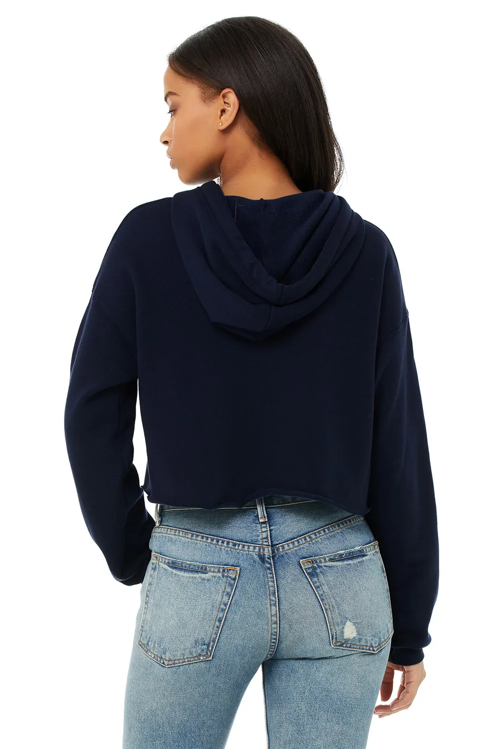 Bella   Canvas Womens Cropped Fleece Hooded Sweatshirt Hoodie - Navy Blue