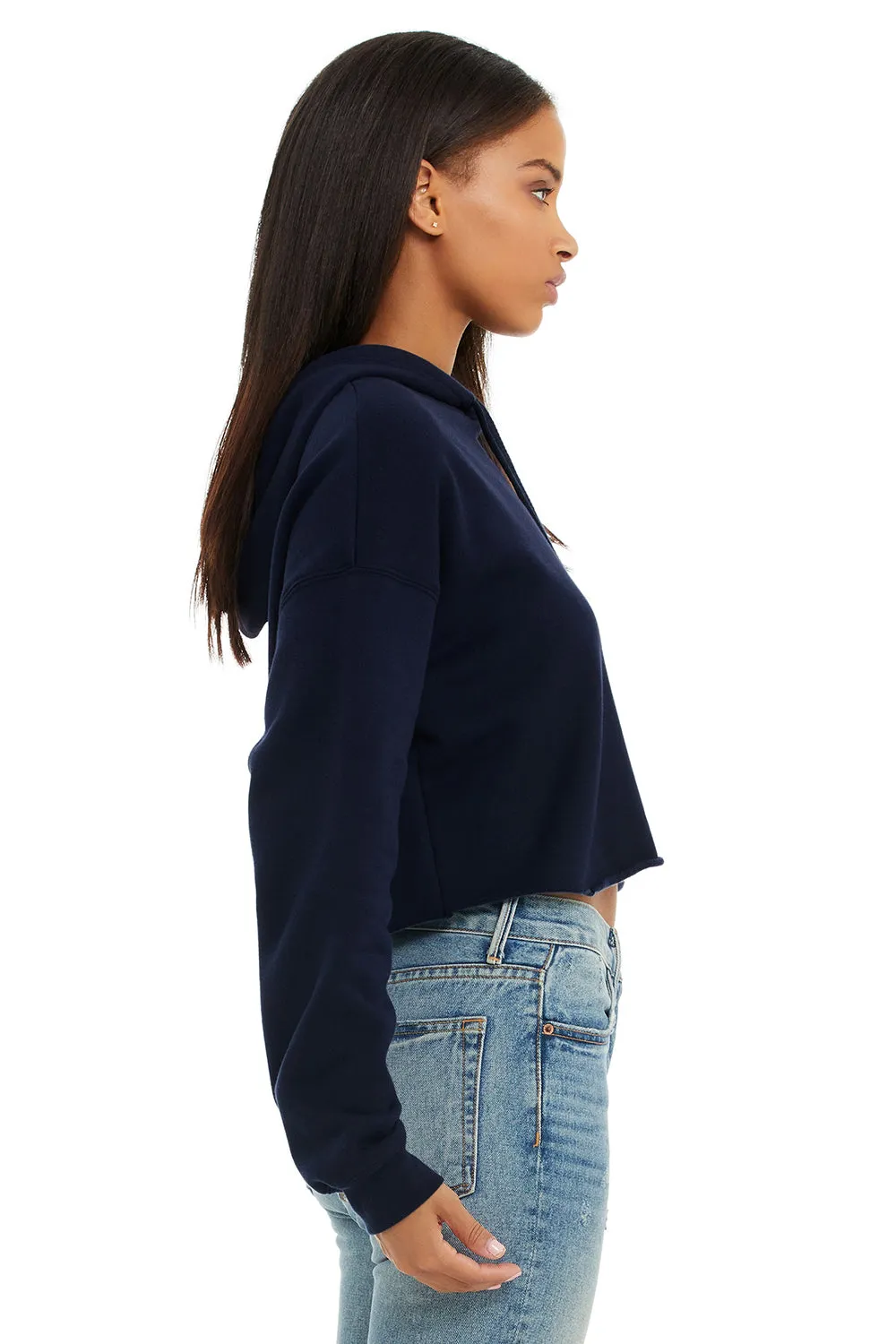 Bella   Canvas Womens Cropped Fleece Hooded Sweatshirt Hoodie - Navy Blue
