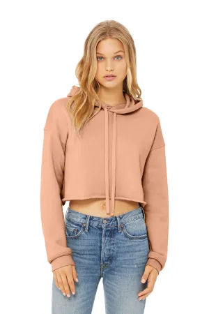 Bella   Canvas Womens Cropped Fleece Hooded Sweatshirt Hoodie - Peach