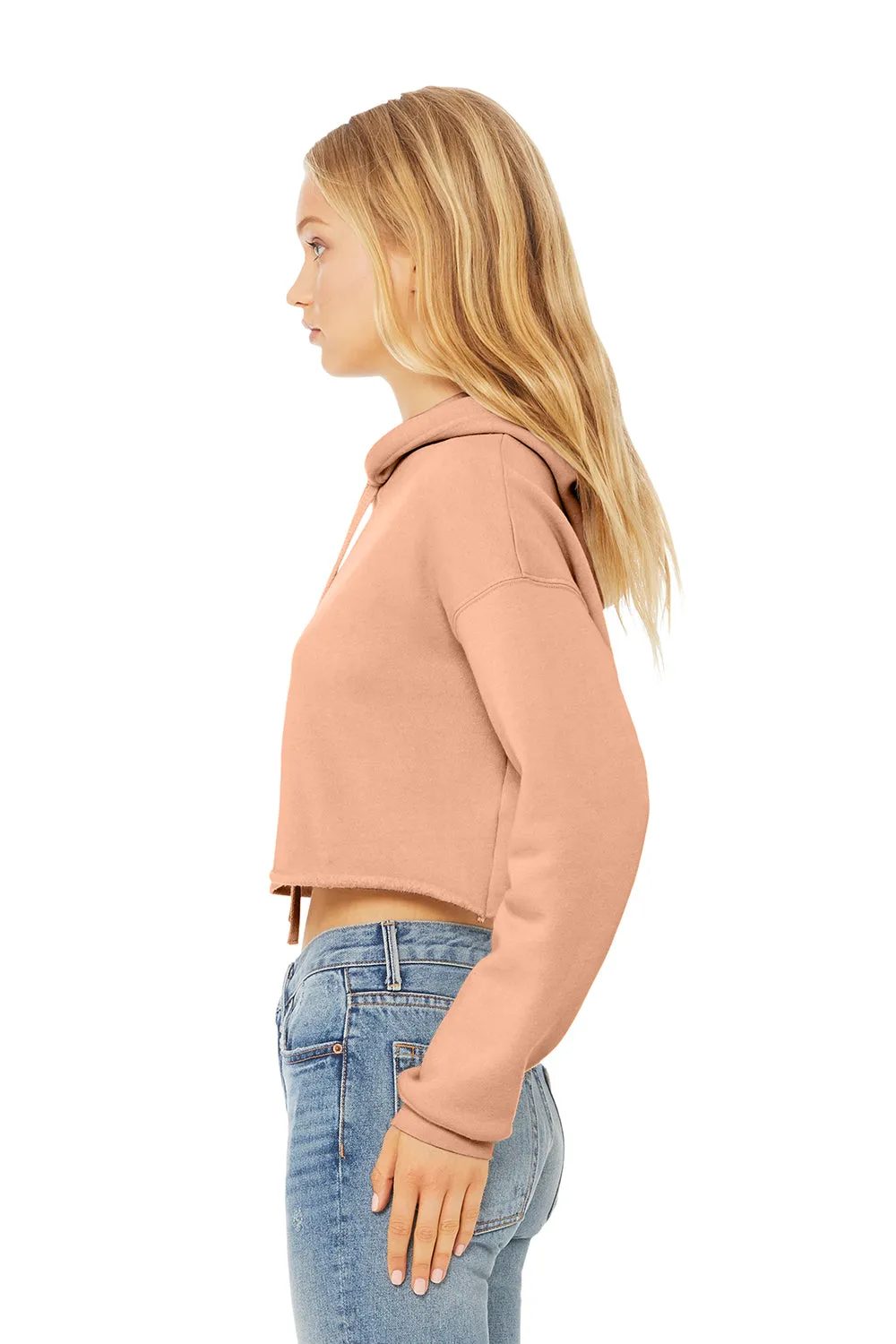Bella   Canvas Womens Cropped Fleece Hooded Sweatshirt Hoodie - Peach