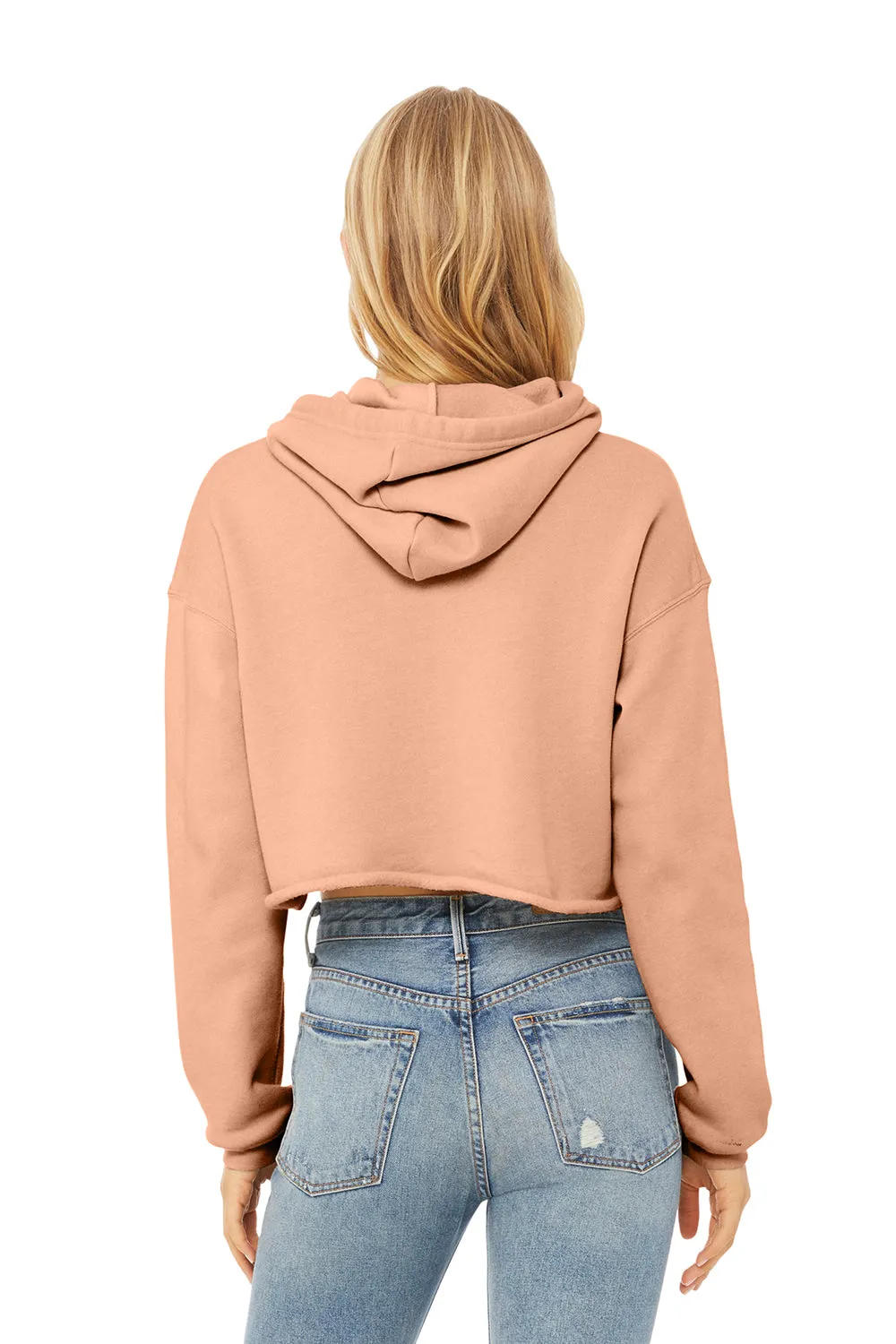Bella   Canvas Womens Cropped Fleece Hooded Sweatshirt Hoodie - Peach