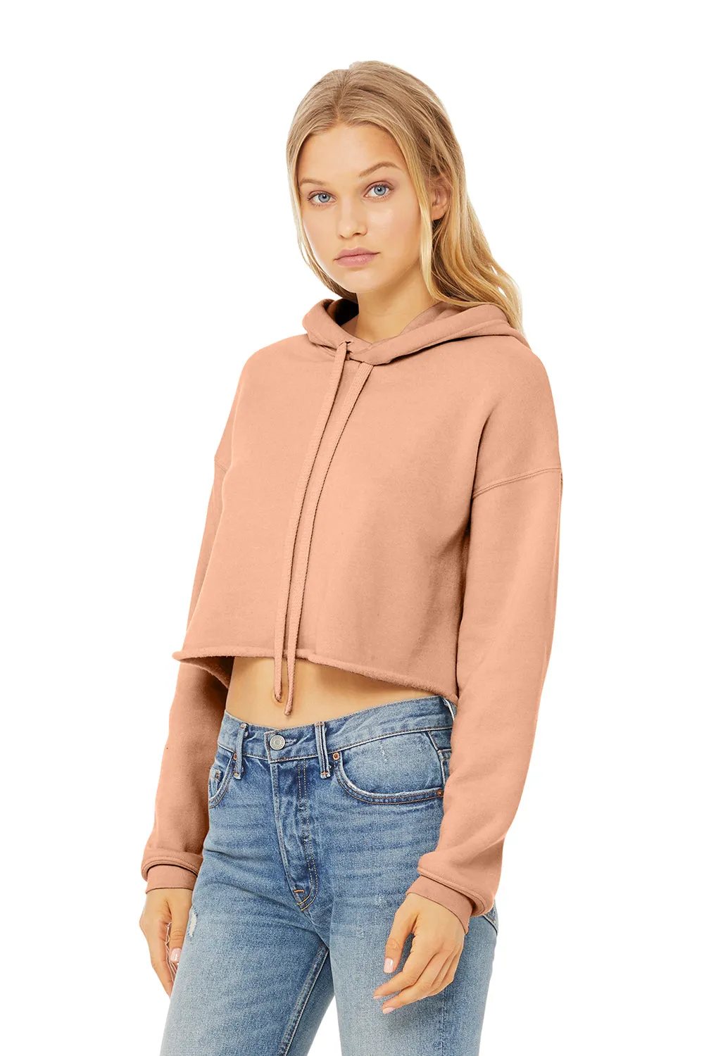 Bella   Canvas Womens Cropped Fleece Hooded Sweatshirt Hoodie - Peach