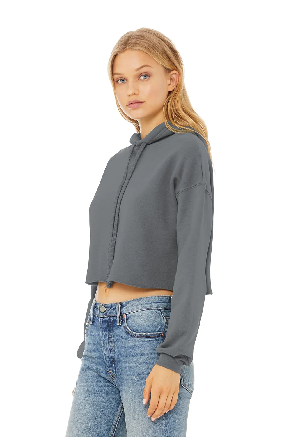 Bella   Canvas Womens Cropped Fleece Hooded Sweatshirt Hoodie - Storm Grey