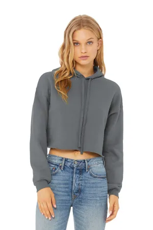 Bella   Canvas Womens Cropped Fleece Hooded Sweatshirt Hoodie - Storm Grey