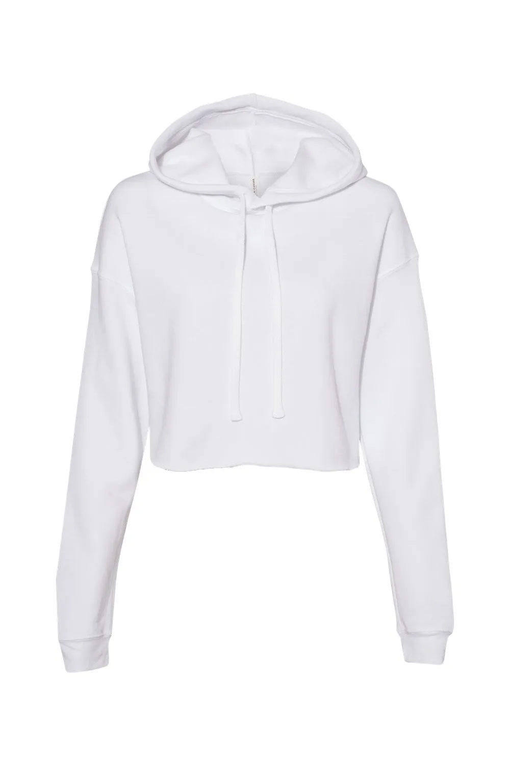 Bella   Canvas Womens Cropped Fleece Hooded Sweatshirt Hoodie - White
