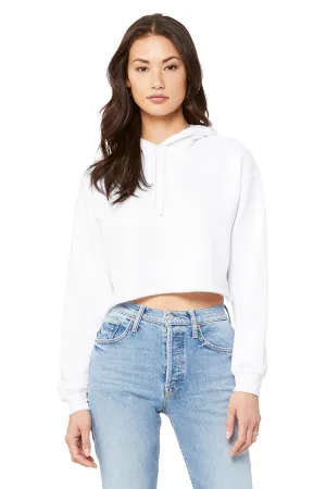 Bella   Canvas Womens Cropped Fleece Hooded Sweatshirt Hoodie - White