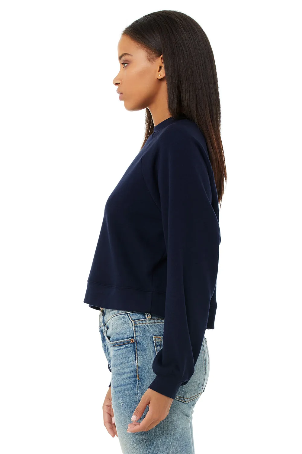 Bella   Canvas Womens Raglan Crewneck Sweatshirt - Navy Blue