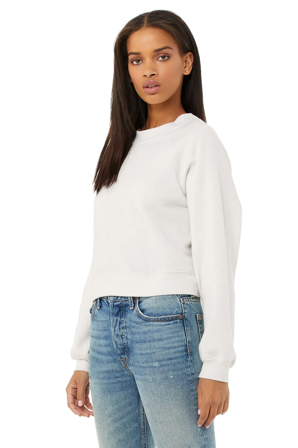 Bella   Canvas Womens Raglan Crewneck Sweatshirt - Vintage White