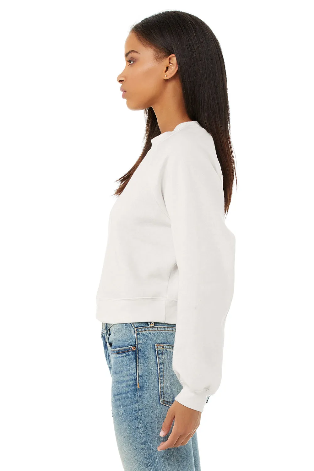 Bella   Canvas Womens Raglan Crewneck Sweatshirt - Vintage White