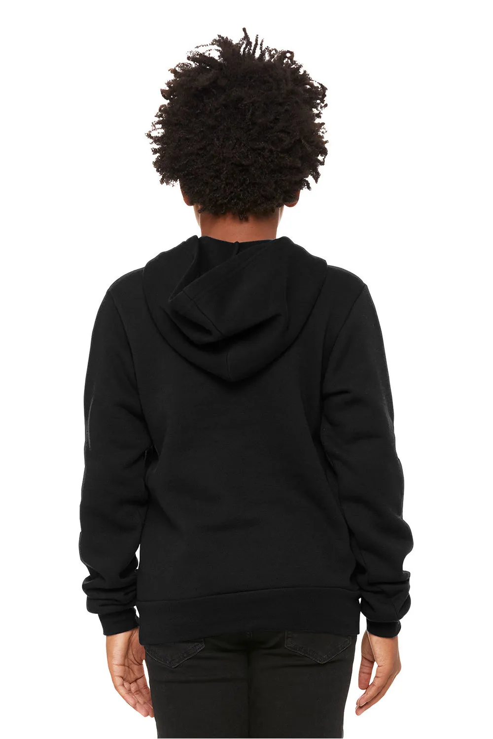 Bella   Canvas Youth Sponge Fleece Hooded Sweatshirt Hoodie w/ Pouch Pocket - Black