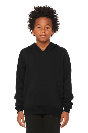 Bella   Canvas Youth Sponge Fleece Hooded Sweatshirt Hoodie w/ Pouch Pocket - Black
