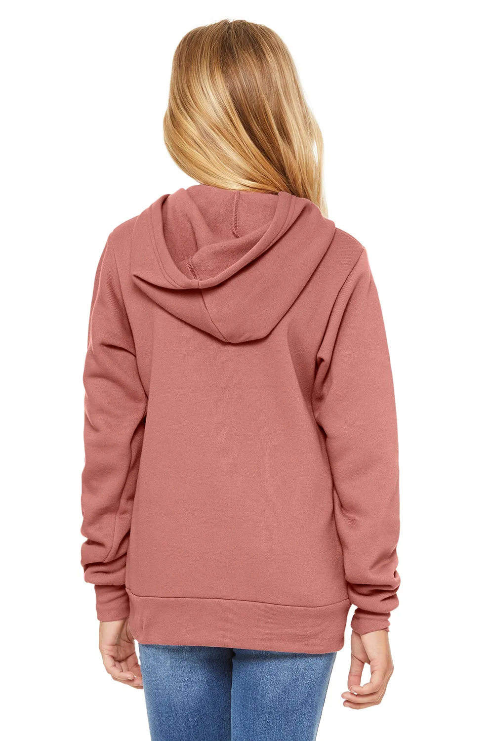 Bella   Canvas Youth Sponge Fleece Hooded Sweatshirt Hoodie w/ Pouch Pocket - Mauve