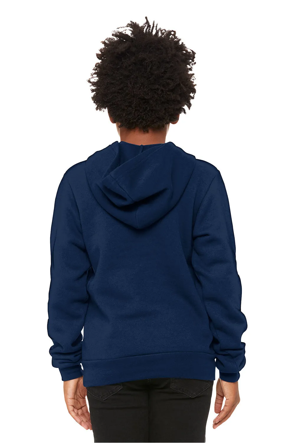Bella   Canvas Youth Sponge Fleece Hooded Sweatshirt Hoodie w/ Pouch Pocket - Navy Blue