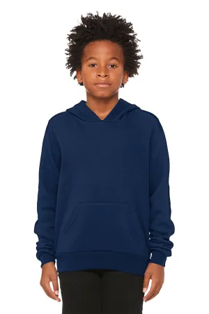 Bella   Canvas Youth Sponge Fleece Hooded Sweatshirt Hoodie w/ Pouch Pocket - Navy Blue
