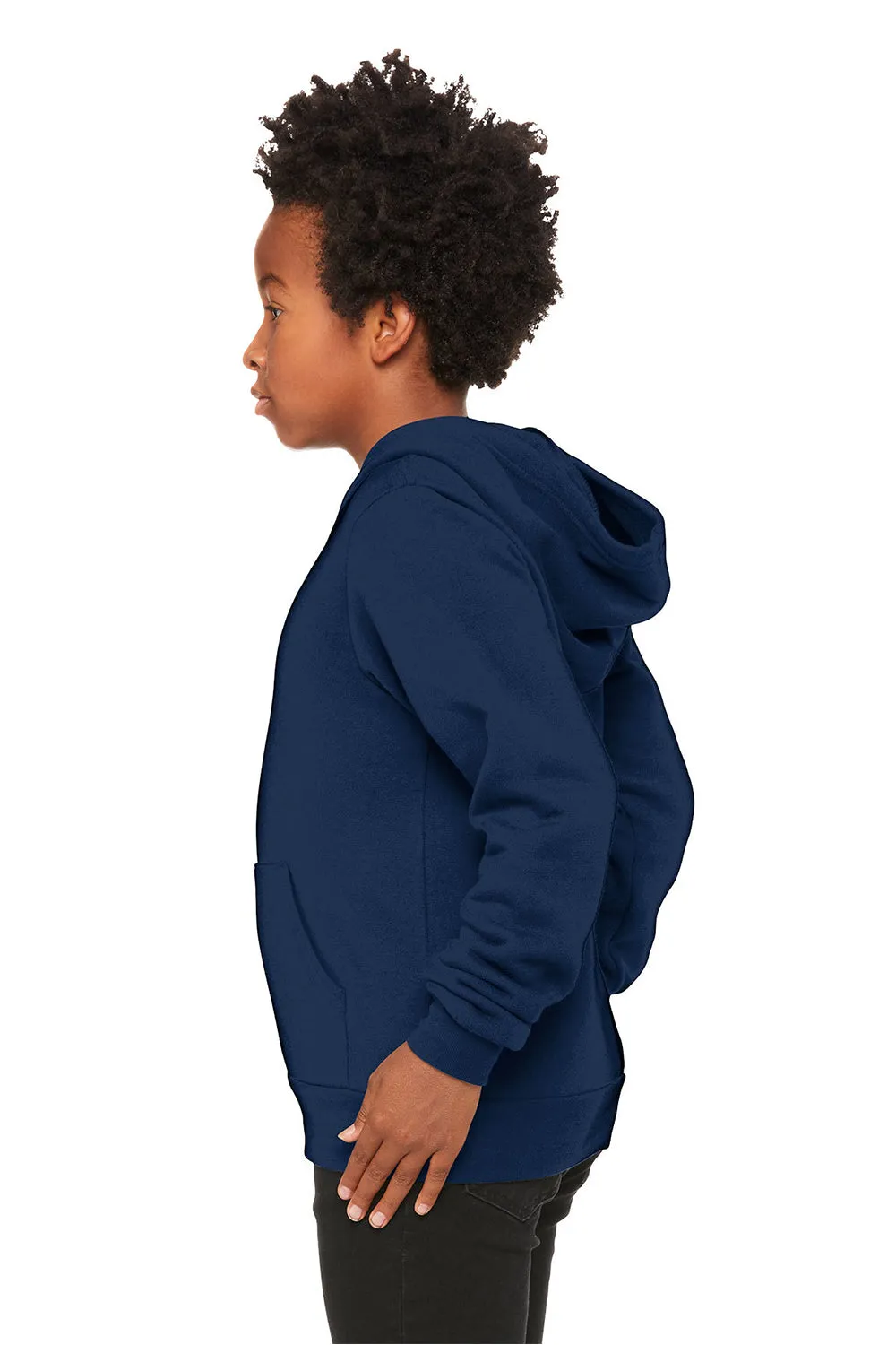Bella   Canvas Youth Sponge Fleece Hooded Sweatshirt Hoodie w/ Pouch Pocket - Navy Blue