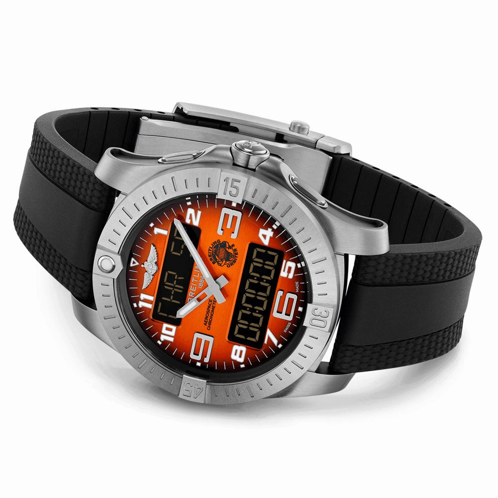 Breitling Aerospace B70 Orbiter 25th Anniversary Edition 43mm Orange Dial Titanium Gents Quartz Watch EB70101A1O1S1