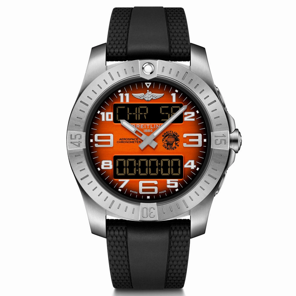 Breitling Aerospace B70 Orbiter 25th Anniversary Edition 43mm Orange Dial Titanium Gents Quartz Watch EB70101A1O1S1