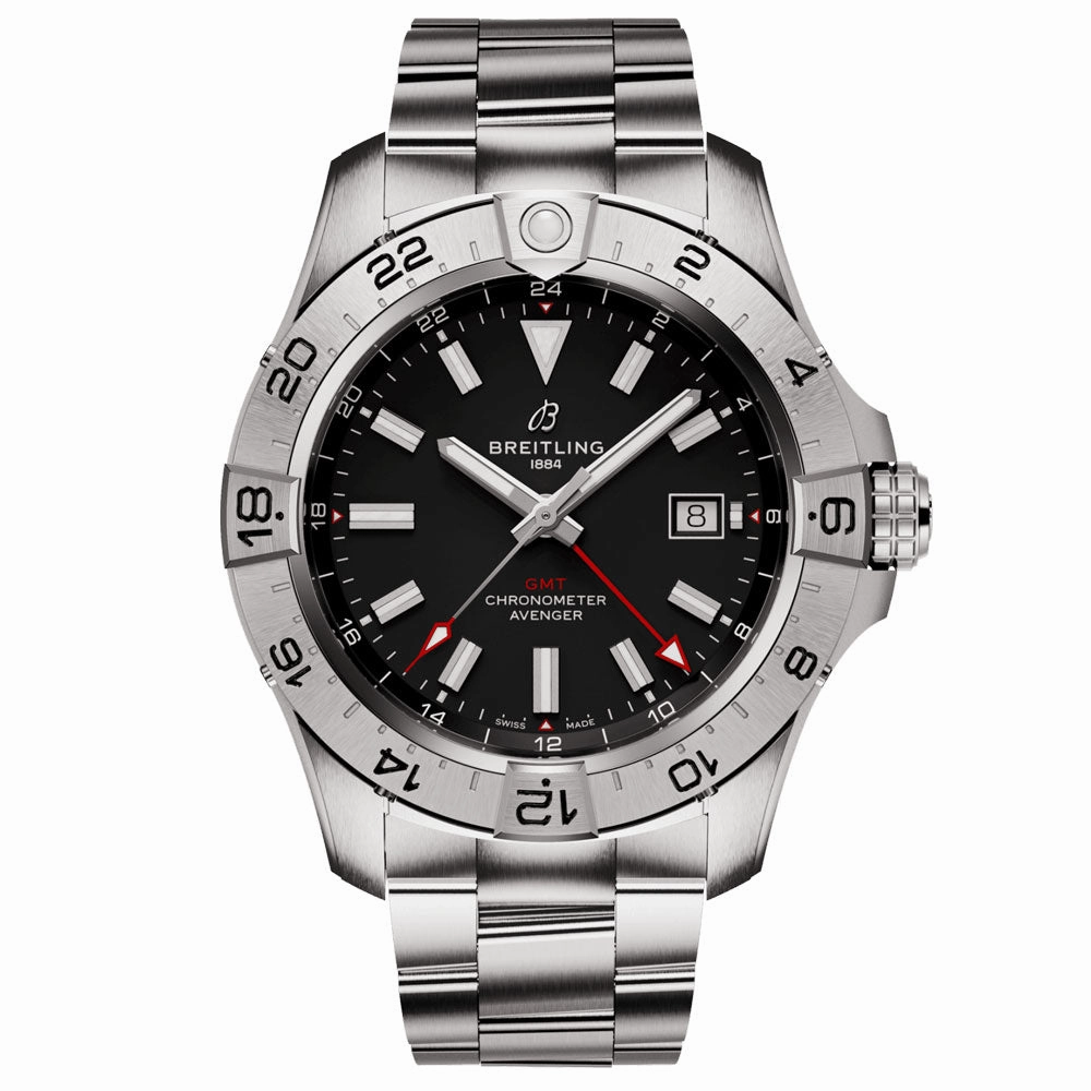 Breitling Avenger 44mm GMT Black Dial Automatic Gents Watch A32320101B1A1