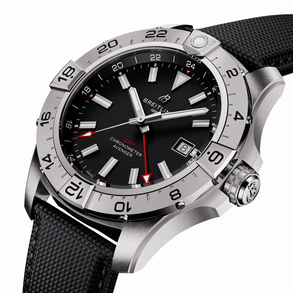 Breitling Avenger 44mm GMT Black Dial Automatic Gents Watch A32320101B1X1