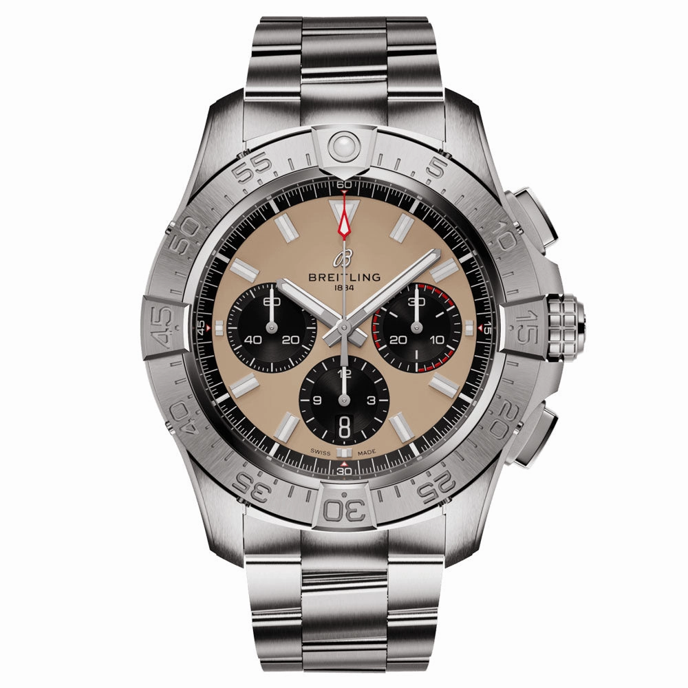 Breitling Avenger B01 Chronograph 44mm Beige Dial Automatic Gents Watch AB0147101A1A1