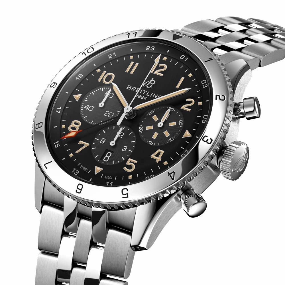 Breitling AVI B04 Chronograph GMT P-51 Mustang 46mm Black Dial Automatic Gents Watch AB04453A1B1A1