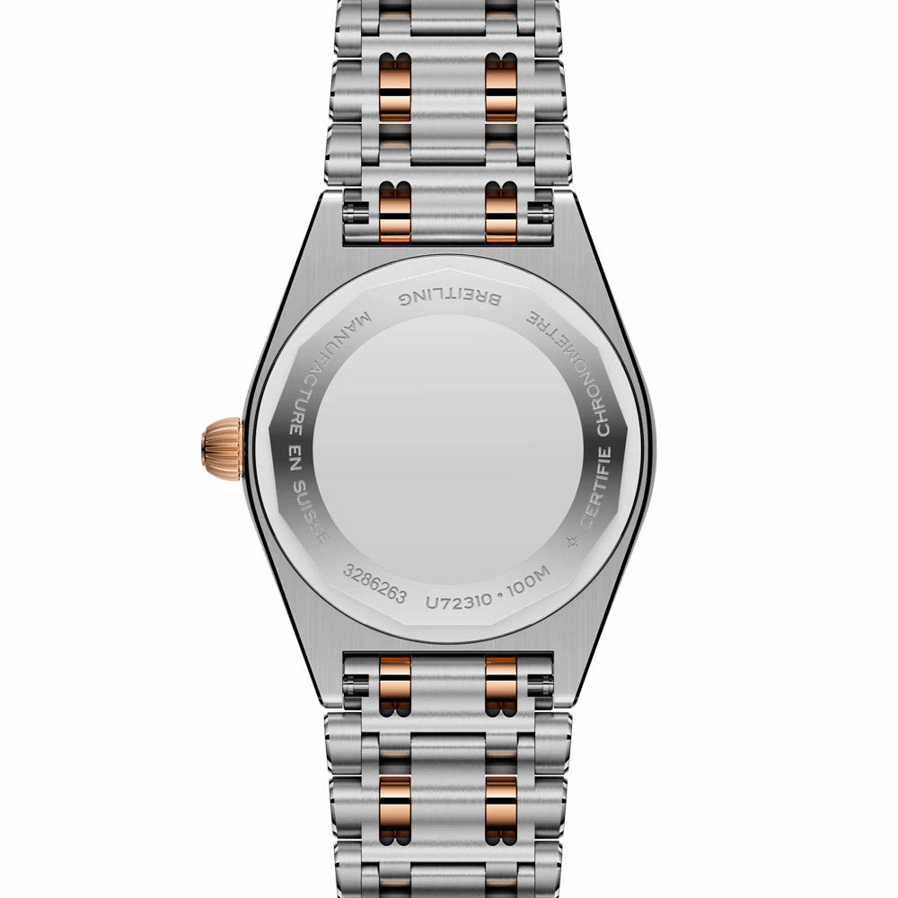 Breitling Chronomat 28mm MOP Dial 18ct Rose Gold and Steel Quartz Ladies Watch U72310531A1U1