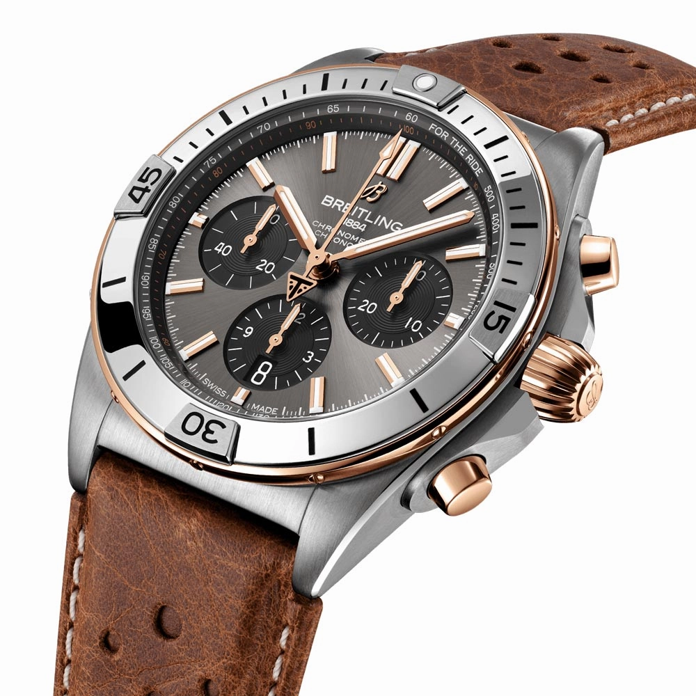 Breitling Chronomat B01 42mm Anthracite Dial Steel and 18ct Rose Gold Automatic Chronograph Gents Watch TB0134101M1X1
