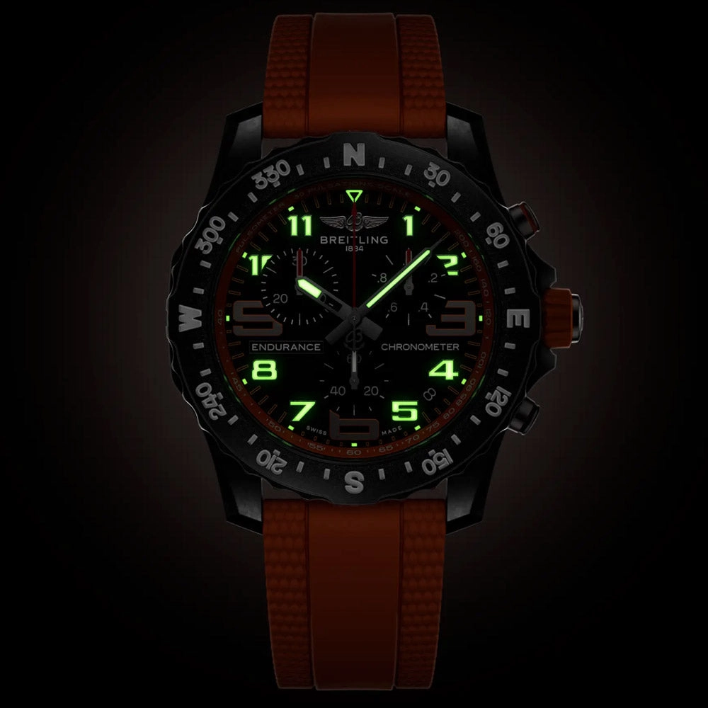 Breitling Endurance Pro 44mm Black Orange Dial Breitlight Quartz Gents Watch X82310A51B1S2